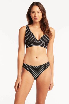Sea Level Australia Shoreline Bikini Bottom Women Black White Pinstripe Beachy JZZ109