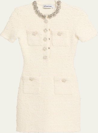 Self Portrait Textured Knit Mini Dress