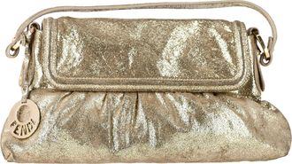 Fendi Fendi Chef Schoudertas in Metallic Gouden Leer