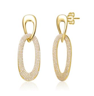 Rachel Glauber 14K Gold Plated with Clear Cubic Zirconia Dangle Earrings