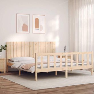 vidaXL Vidaxl - Estructura De Cama De Matrimonio Con Cabecero Madera Maciza