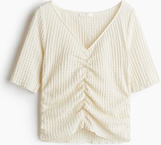 H&M Drapiertes Shirt mit Struktur - White