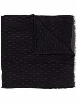 Saint Laurent monogram fine-knit scarf - unisex - Silk/Cotton/Wool - One Size - Black