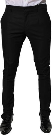 Dolce & Gabbana Zwarte Skinny Dress Pants van Zwarte Maagdenwol - Heren - Slim Fit Broeken - Zwart - L - Wol - Broeken