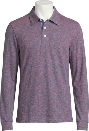 Faherty Long Sleeve Sunwashed T-Shirt Polo In Ocean Fire Stripe