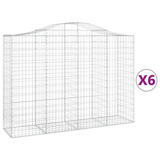 Berkfield Home Arched Gabion Baskets 6 pcs 200x50x140/160 cm Galvanised Iron in Silver