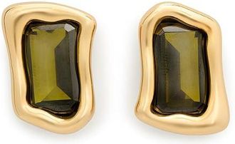 Kate Spade New York Molten Glass Statement Studs Womens Earring Green/Gold, Cubic Zirconia/Glass