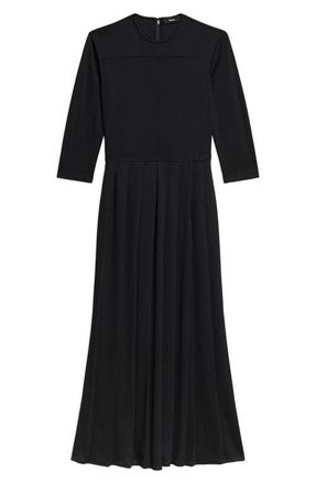 Theory Long Sleeve Pleated Dress in Black at Nordstrom, Size 14