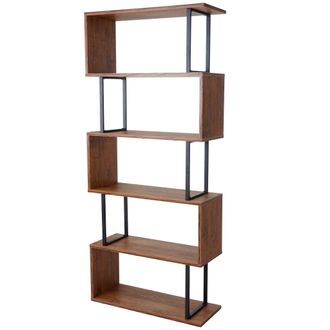 Hhg Hhg - Nunca Usado] Estanter&iacute;a 091, Estanter&iacute;a Independiente, Estanter&iacute;a De Sal&oacute;n, 183x80cm Estructura 3d 5 Niveles, Aspecto Roble Silvestre, Metal Neg