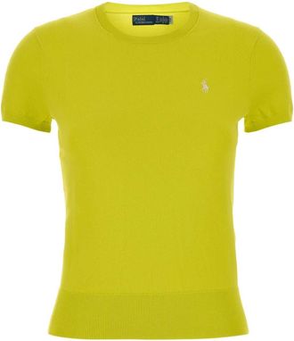 Polo Ralph Lauren Flo Yellow Stretch Cotton Blend Sweater