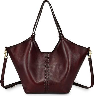 OLD TREND Wisteria Small Handwoven Leather Tote in Burgundy at Nordstrom