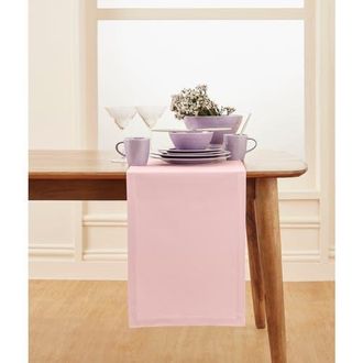 Solino Home Cotton Linen Plain Table Runner for Dining Table, Holiday and Everyday Table Decor - Dru in Pink at Nordstrom, Size Medium