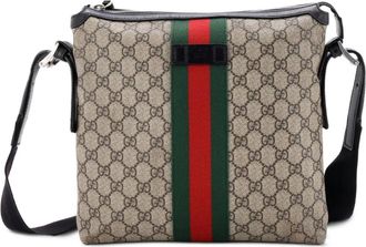Gucci Web Messenger Bag GG Coated Canvas Medium crossbody bag - Marrone