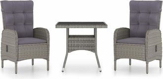 vidaXL Vidaxl - Muebles De Jard&iacute;n 3 Piezas Rat&aacute;n Sint&eacute;tico Y Vidrio Gris