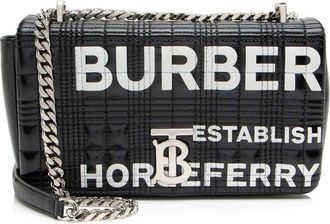Burberry Black Leather Quilted Horseferry Tb Shoulder Bag (Authentic Pre- Loved)
