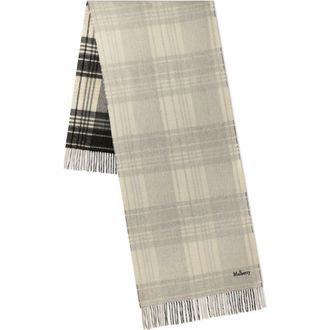 Mulberry Large Reversible Heritage Check Scarf in Eggshell-Black at Nordstrom