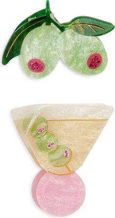 Frasier Sterling Tini Time Set of 2 Claw Clips in Green Multi at Nordstrom