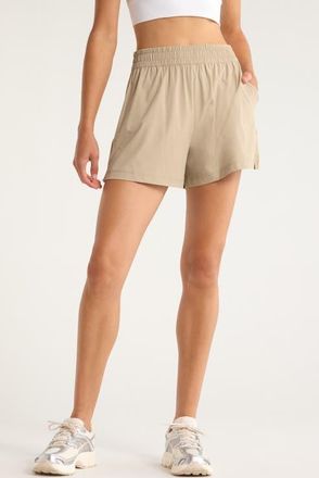 Zella Atlas High Waist Daily Shorts in Tan Aluminum at Nordstrom, Size X-Small