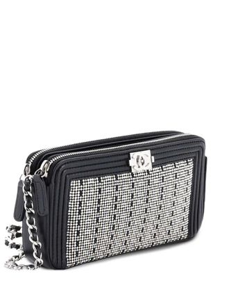 Chanel Boy Double Zip Clutch with Chain Studded Leather crossbody bag - Nero