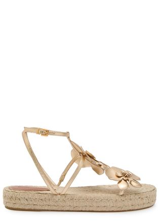 Zimmermann Orchid Metallic Leather Espadrille Sandals - Gold - 40 (IT40 / UK7)