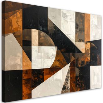 Feeby Cuadro Sobre Lienzo, Abstracci&oacute;n Geom&eacute;trica Textura Marr&oacute;n, 120x80