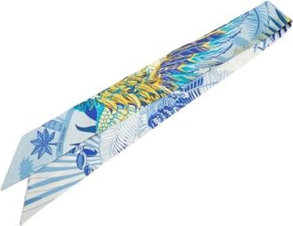Herm&egrave;s Pre-owned Scarves, female, Blue, Size: ONE SIZE Pre-owned Twilly Scarf