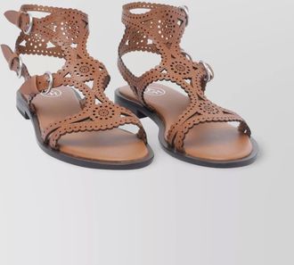Ash leather cut-out buckle flat sandals