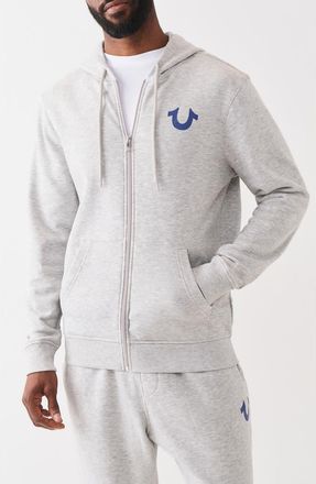 True Religion Wreath Buddha Zip Hoodie in Heather Grey at Nordstrom Rack, Size X-Large