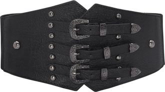 Generic Ladies Fashion Versatile Belt Elastic Girdle Simple Dress Belt Big Belts for Women Western (Black, One Size)