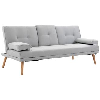 HOMCOM 3 Seater Sofa Bed Scandi Style Recliner Adjustable Back Middle Table | TJ Hughes