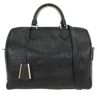 Louis Vuitton Paris Speedy Cube Bag Embossed Leather Black Leather Handbag (Pre-Owned)