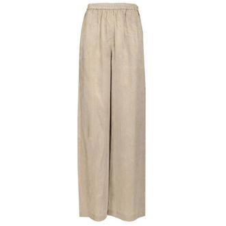 Emporio Armani Elasticated-waist trousers in flowing washed Lyocell - female - Emporio Armani - Wide Trousers - Gray - XS - Trousers