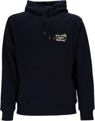 Dr&ocirc;le de Monsieur Navy Vine Embroidered Slogan Hoodie