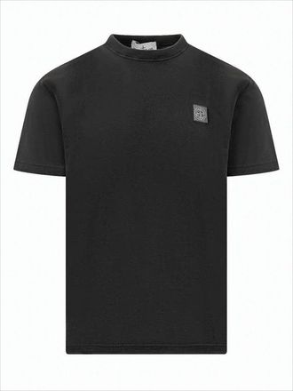 Stone Island Solid Black Short-Sleeved T-Shirt With Subtle Logo Detail