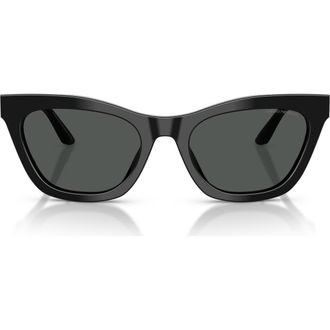 Emporio Armani 55mm Cat Eye Sunglasses in Shiny Black /Dark Grey at Nordstrom