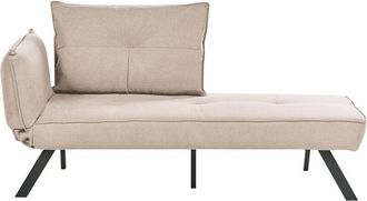 Beliani Chaise Longue De Tela Izquierdo Con Respaldo Ajustable Y Funci&oacute;n De Almohada Para Dormir Repelente Al Agua Beige Rocamadour