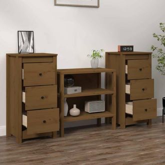 Berkfield Home Sideboards 2 pcs Honey Brown 40x35x80 cm Solid Wood Pine | Size: 40 x 35 x 80 cm