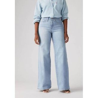 Levi's 318 shaping mid waist wide leg jeans light blue denim