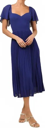 Lulus Womens Calia Flutter Sleeve Midi Dress In Royal Blue