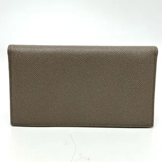 Bulgari Gray Leather Long Wallet (Bi-Fold) (Pre-Owned)