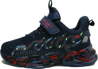 Generic ZBDP Running Shoes Children Mesh Kids Casual 7-12 Years Children Sneakers Boys Dark Blue Red