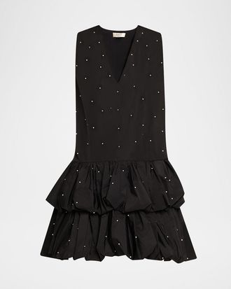 Sea New York Alberta Embellished Bubble-Hem Mini Dress
