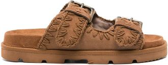Mou whipstitch-trim suede slides - women - Rubber/Calf Suede/Calf Suede - 37 - Brown