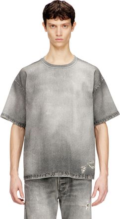 Diesel Denim T-shirt with trompe loeil treated effect - T-Shirts - Man - Grey