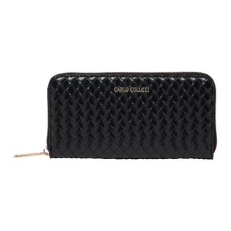 Carlo Colucci Gevlochten Stijl Portemonnee - Dames - Portefeuilles - Zwart - ONE Size - Accessoires