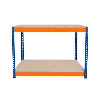 MonsterShop Banco De Trabajo P/garaje S-rax 2 Niveles 120cm X 60cm X 90cm Capacidad Por Nivel 300kg Montaje Sin Tornillos 1 Barra De Soporte Reforzada Patas De Go