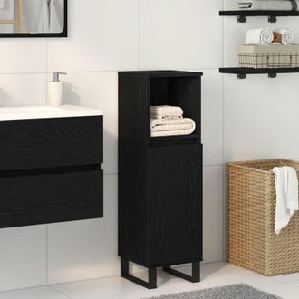 vidaXL Mobile da Bagno Rovere nero 30 x 30 x 100 cm Legno multistrato - Vidaxl
