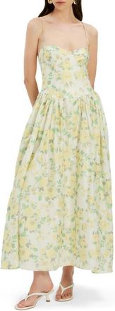 Bardot Estie Printed Lace Back Maxi Dress in Yellow Floral at Nordstrom, Size 12