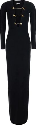 Elisabetta Franchi Lange Gebreide Jurk - Dames - Maxi kleedjes - Zwart - S - Kleedjes