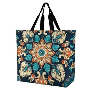 Generic Vintage Mandala Flowers Shopping Bag Reusable Handbag Foldable Handbags For College Ladies Work